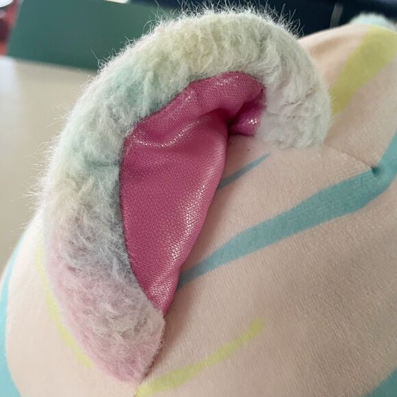 KellyToy Squishmallows Atoosa Tiger Cat Pastel Stripes Sparkle Pink Ears 10 Inch - Picture 5 of 5